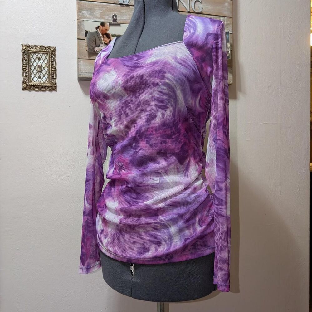 Women's Purple swirl mesh Blouse
